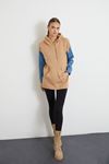 WOMEN'S KNITTED DENIM LONG SLEEVE HOODED WOMEN'S KNIT SWEATER