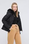 WOMEN'S POLYESTER QUILTED LONG SLEEVE FUR HOODED WOMEN'S COAT