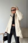 Nylon Quilted Fabric Hooded Women's Coat
