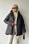 Nylon Quilted Fabric Hooded Women's Coat