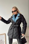 Polyester Quilted Denim Detailed Women's Coat