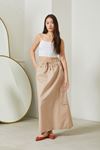Cotton Fabric Elastic Waist Cargo Pocket Long Women's Summer Skirt